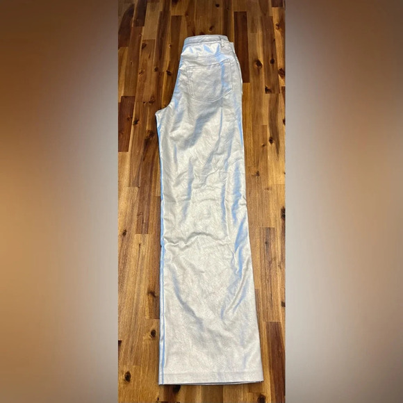 WAYF Luxury Metallic Silver High Rise Vegan Leather Pants Size Small - Picture 2 of 13